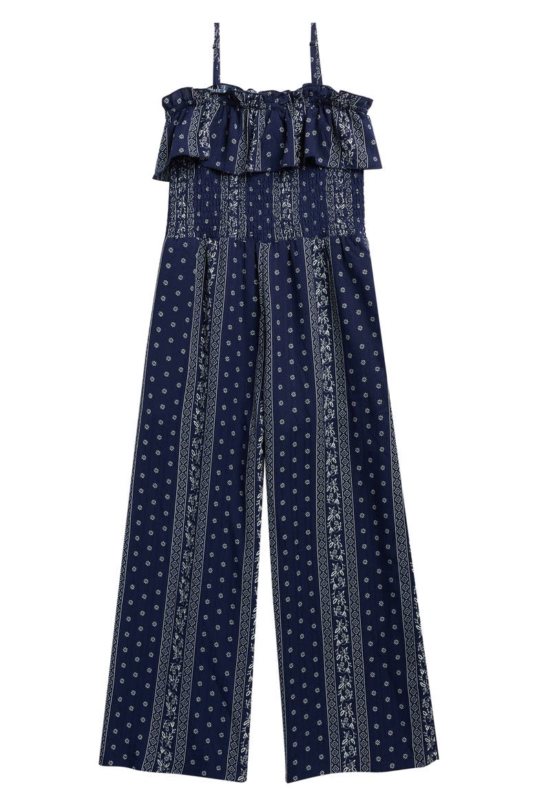 Kids' Bandana Print Jumpsuit, Alternate, color, NAVY MULTI