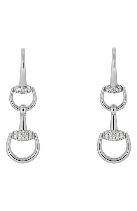 Diamond Pavé 18K Gold Horsebit Drop Earrings