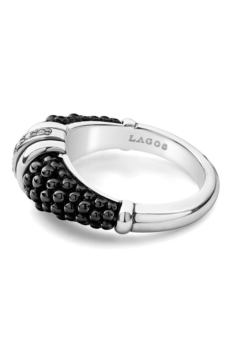 Black Caviar Diamond Tapered Ring, Alternate, color, SILVER/ BLACK