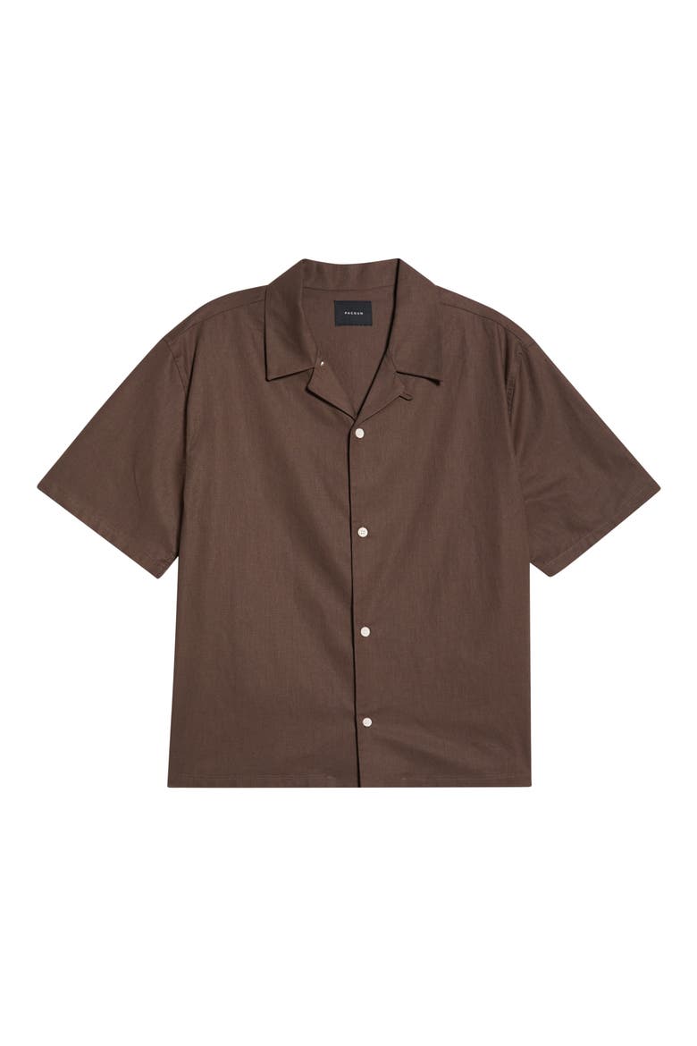 Elai Cotton & Linen Camp Shirt, Alternate, color, BROWN