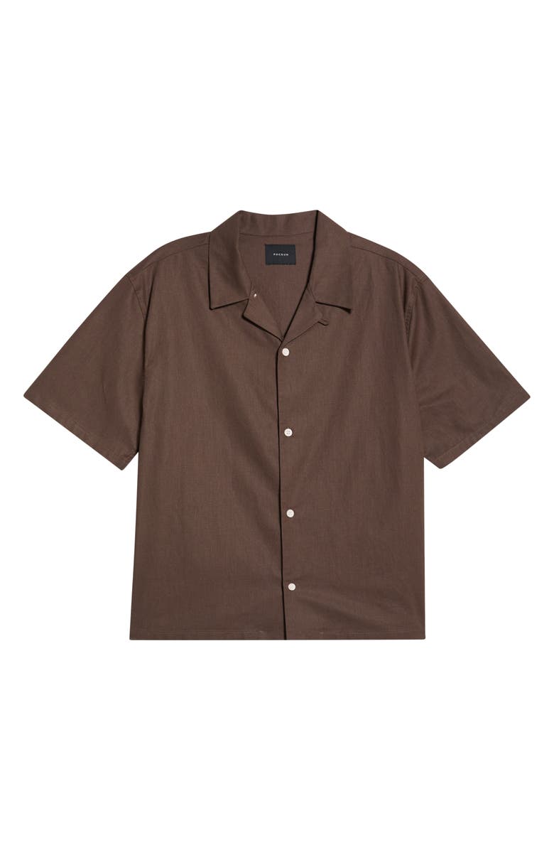 PacSun Elai Cotton & Linen Camp Shirt, Main, color, Brown
