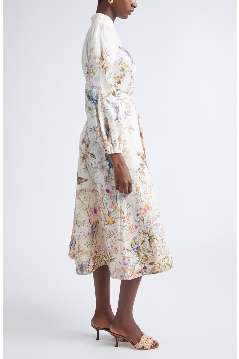 Rebellion Linen Button Midi Dress, Alternate, color, CREAM AVIARY