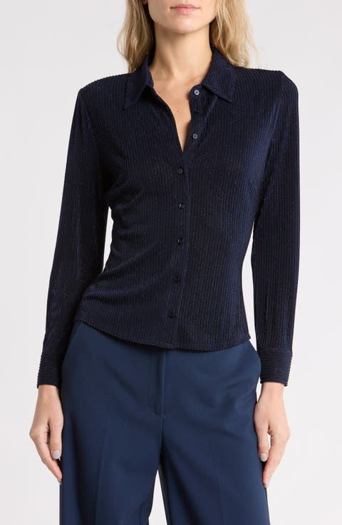 Indiana Metallic Pinstripe Button-Up Shirt
