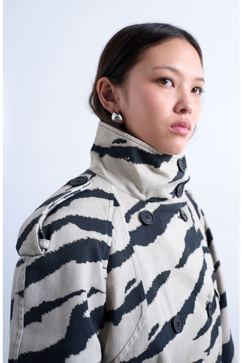 Stand Collar Trench Coat, Alternate, color, BLACK