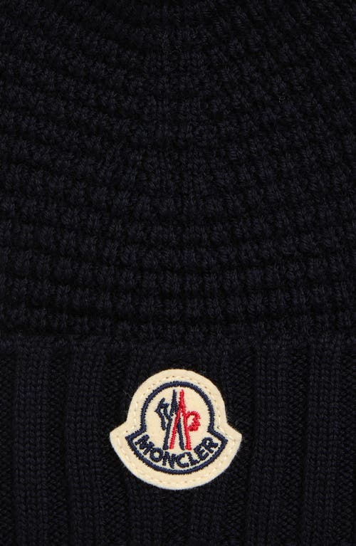 Moncler Kids' Virgin Wool Waffle Knit Beanie With Teddy Bear Ears In Black