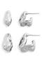Set of 2 Molten Squared Huggie Hoop Earrings