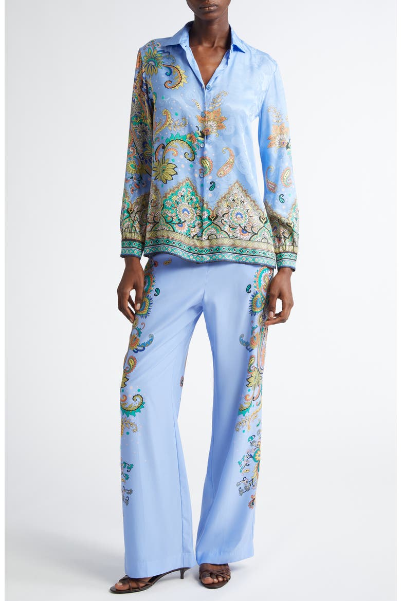 Paisley Jacquard Button-Up Shirt, Alternate, color, PRINT ON BLUE BASE