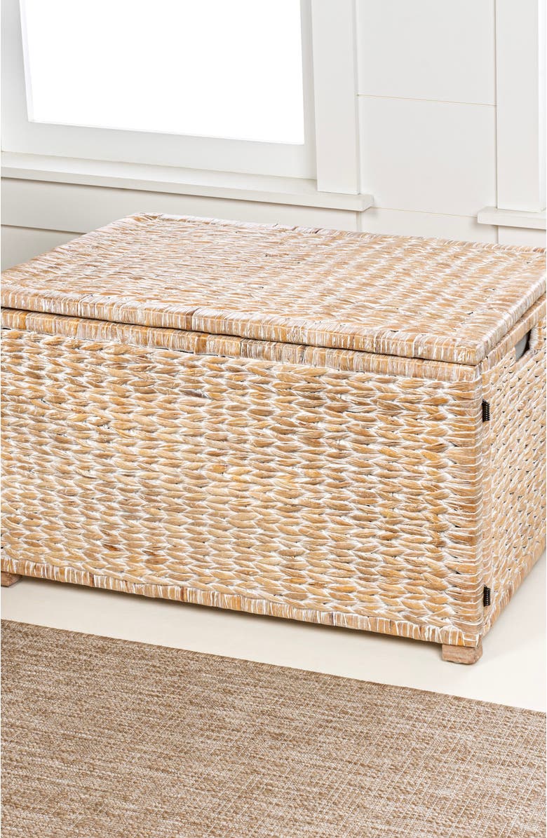 HAPPIMESS Anada Handwoven Wicker Weave Storage Trunk, Alternate, color, White Wash