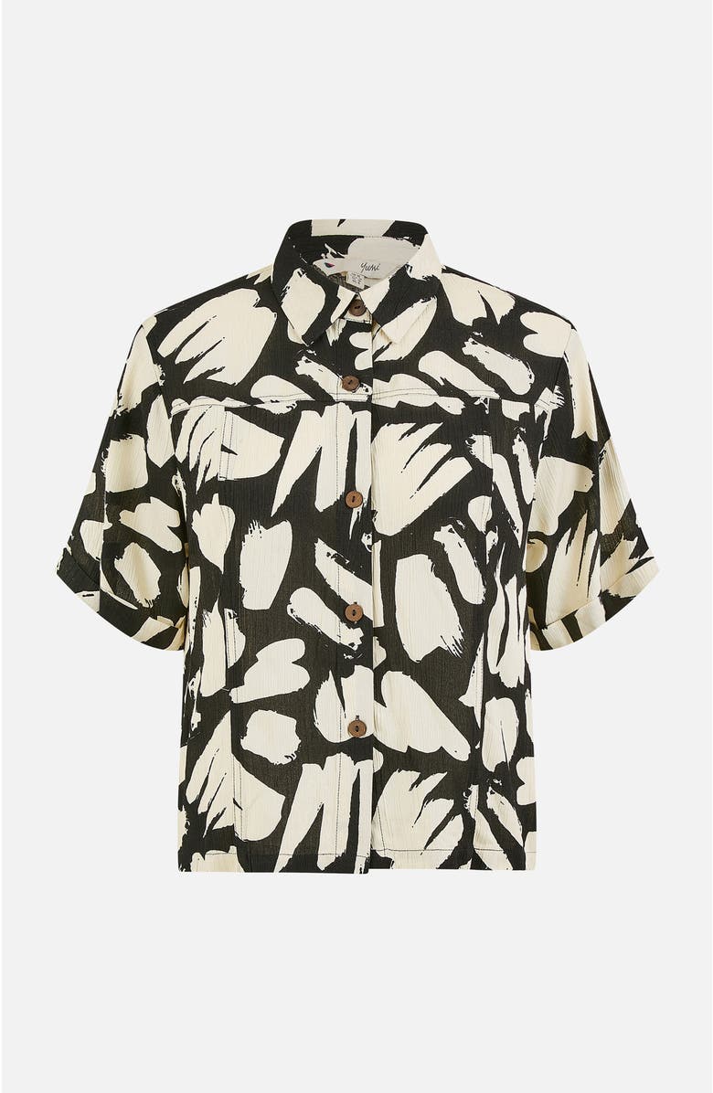 Yumi Short Sleeve Printed Relaxed Fit Shirt, Alternate, color, Black