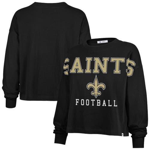 47 Brand Women's Black New Orleans Saints Outreach City Oversized Long Sleeve T-shirt In Black