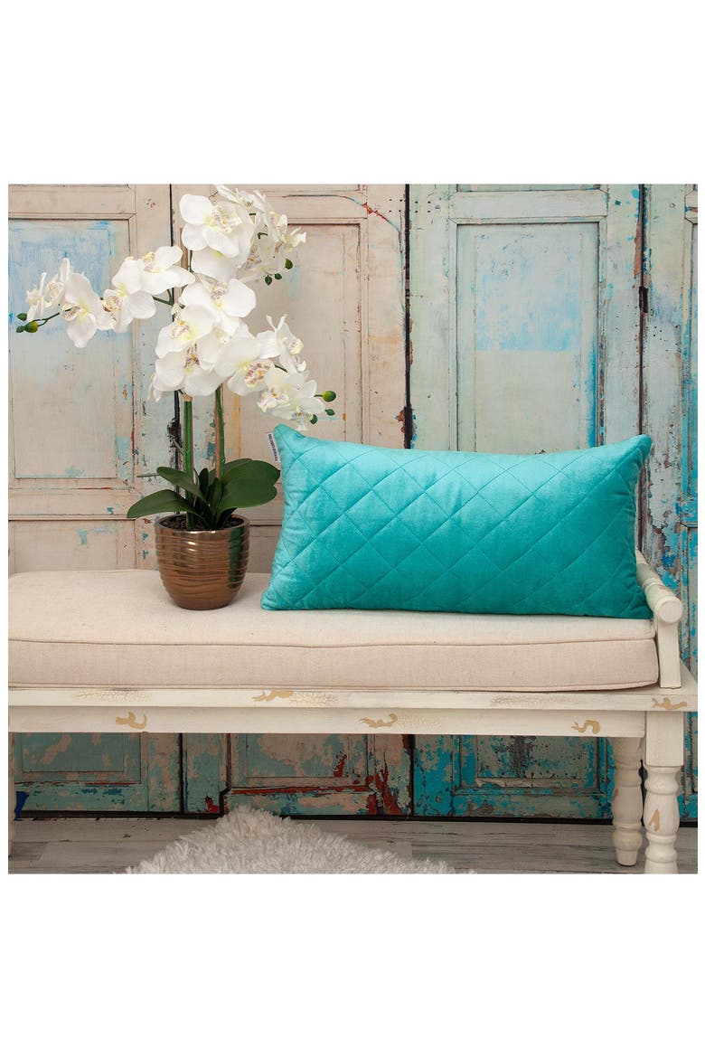 Milo Quilted Throw Pillow, Alternate, color, AQUA