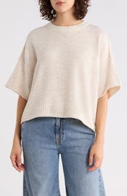 Halogen® Exposed Seam Drop Shoulder Sweater