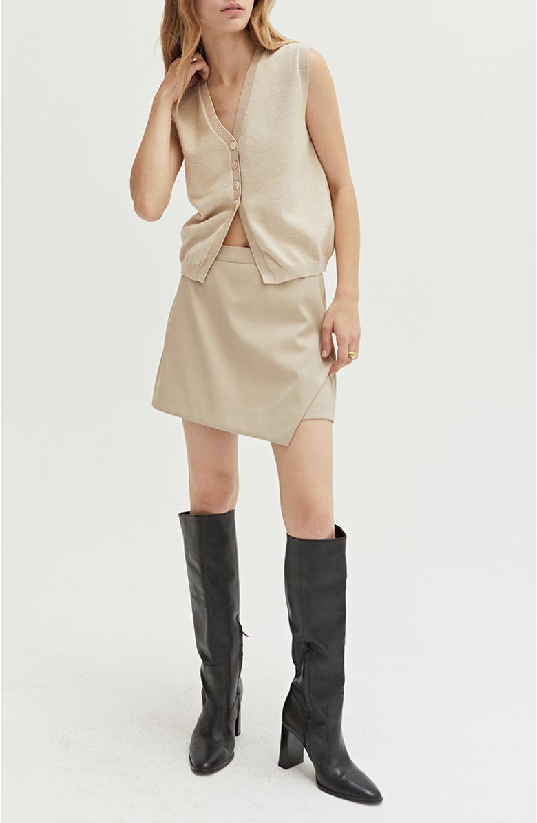 CRESCENT Wrap Mini Skort, Alternate, color, Bone