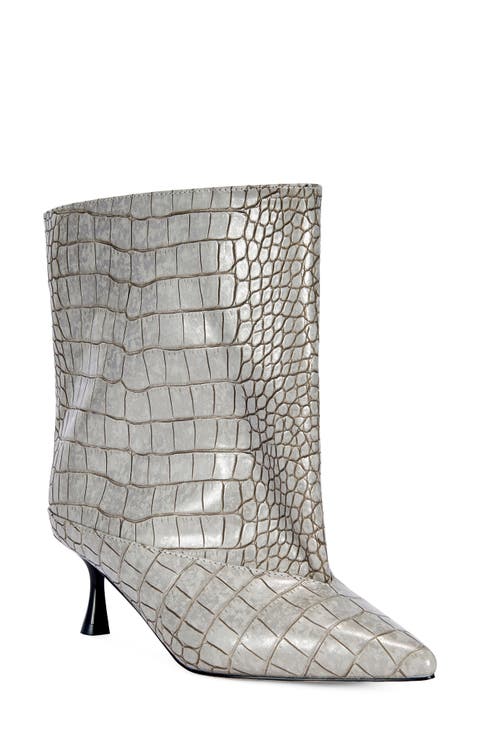 Hayek Croc Embossed Faux Leather Bootie