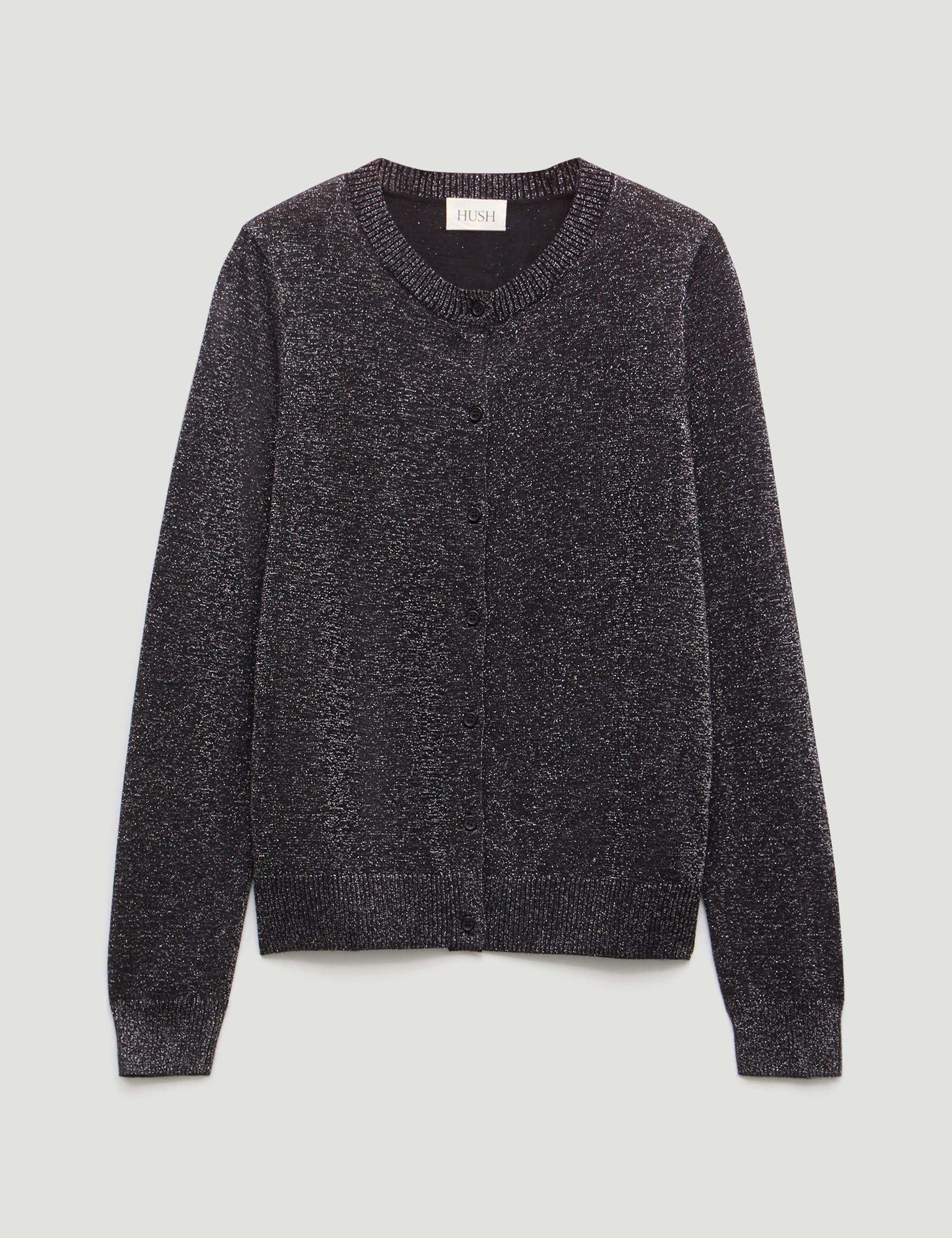 Crew Neck Slim Fit Metallic Cardigan - image 2