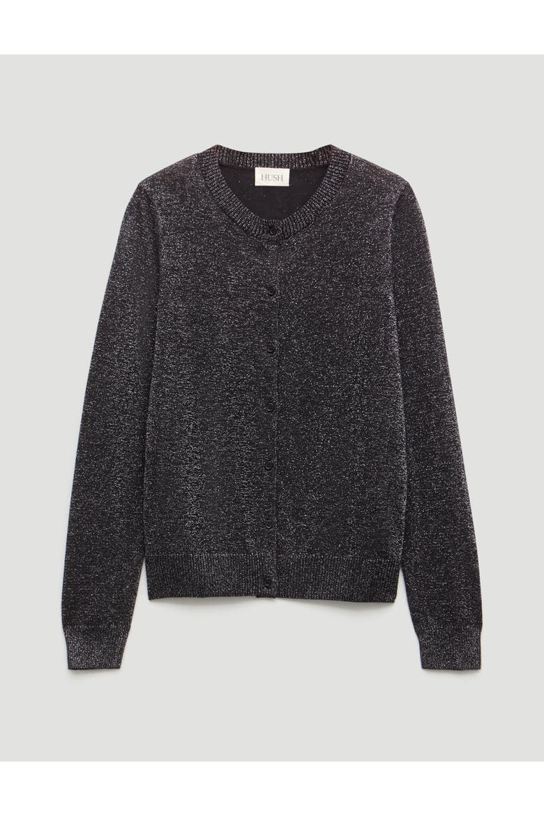 Crew Neck Slim Fit Metallic Cardigan, Alternate, color, Silver Metallic