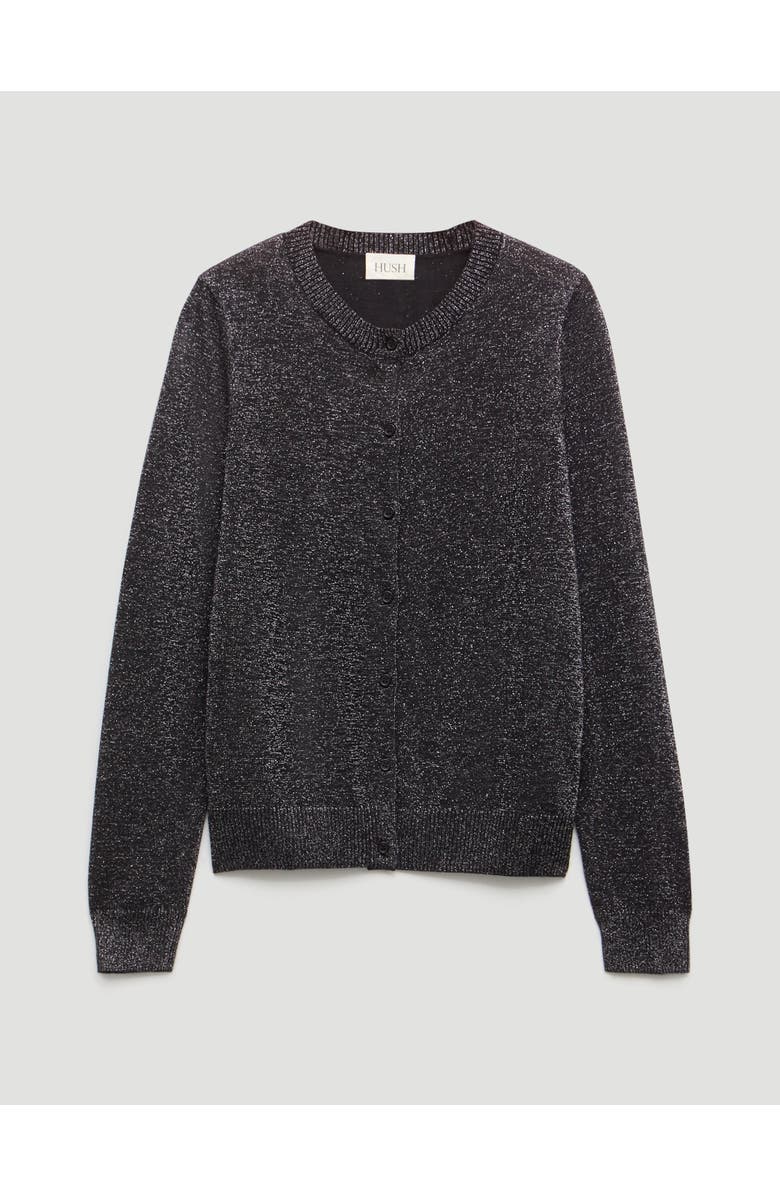 Hush Crew Neck Slim Fit Metallic Cardigan, Alternate, color, Silver Metallic