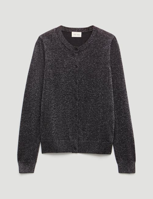 Hush Crew Neck Slim Fit Metallic Cardigan In Black