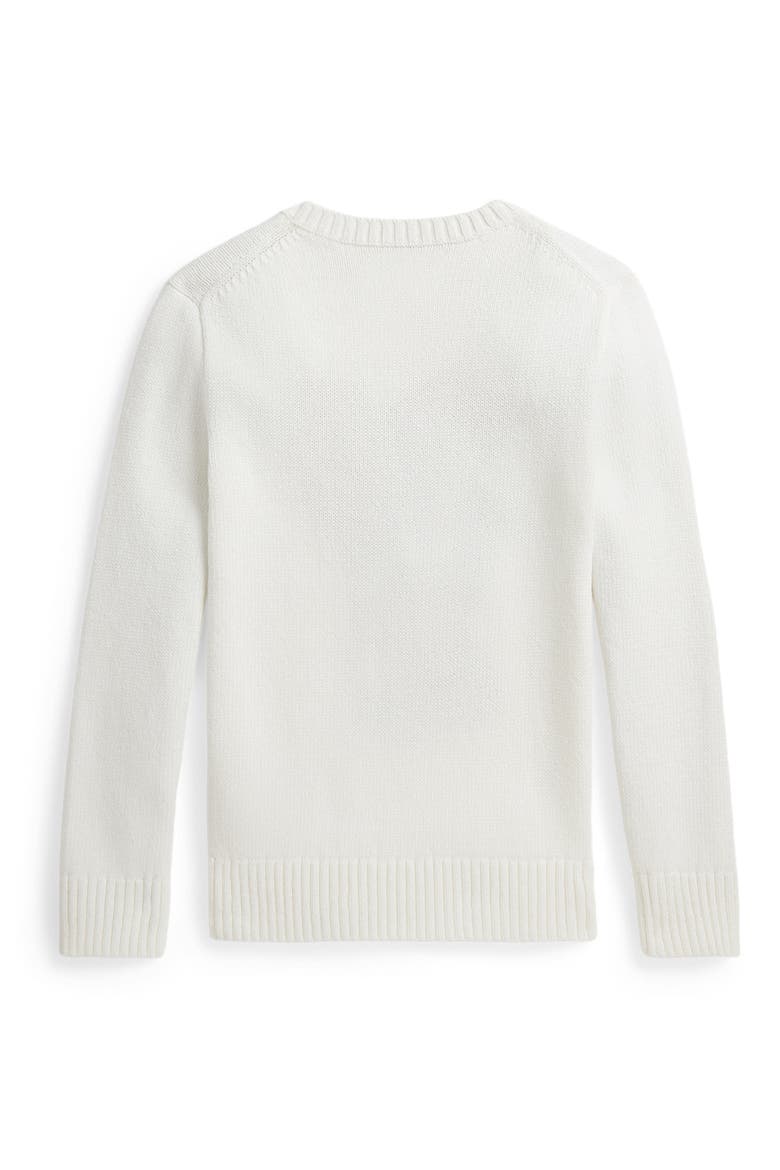 Kids' Polo Bear Cotton Crewneck Sweater, Alternate, color, DECK WASH WHITE