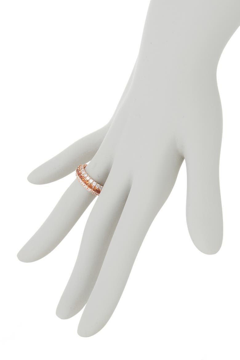 Rose Sterling Silver Brown & White Cubic Zirconia Eternity Band Ring, Alternate, color, BROWN