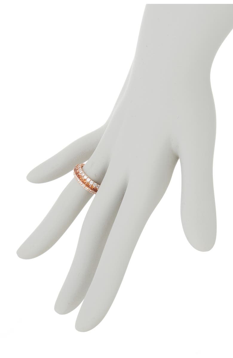 SUZY LEVIAN Rose Sterling Silver Brown & White Cubic Zirconia Eternity Band Ring, Alternate, color, Brown