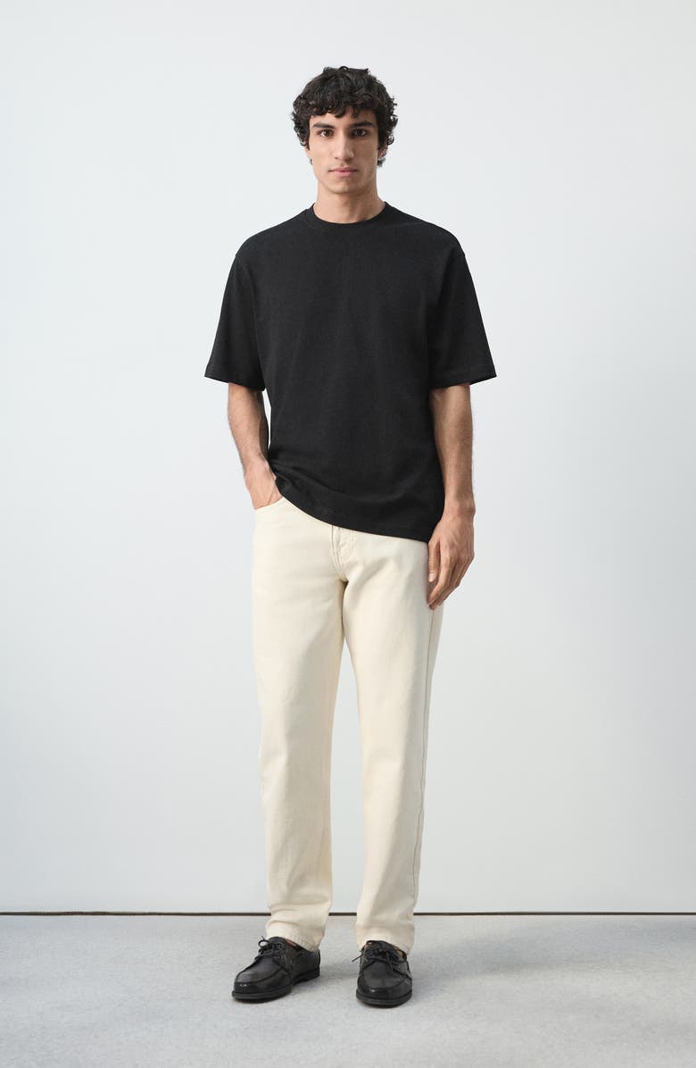 MANGO Relaxed Fit Heavyweight Cotton T-Shirt, Alternate, color, Black