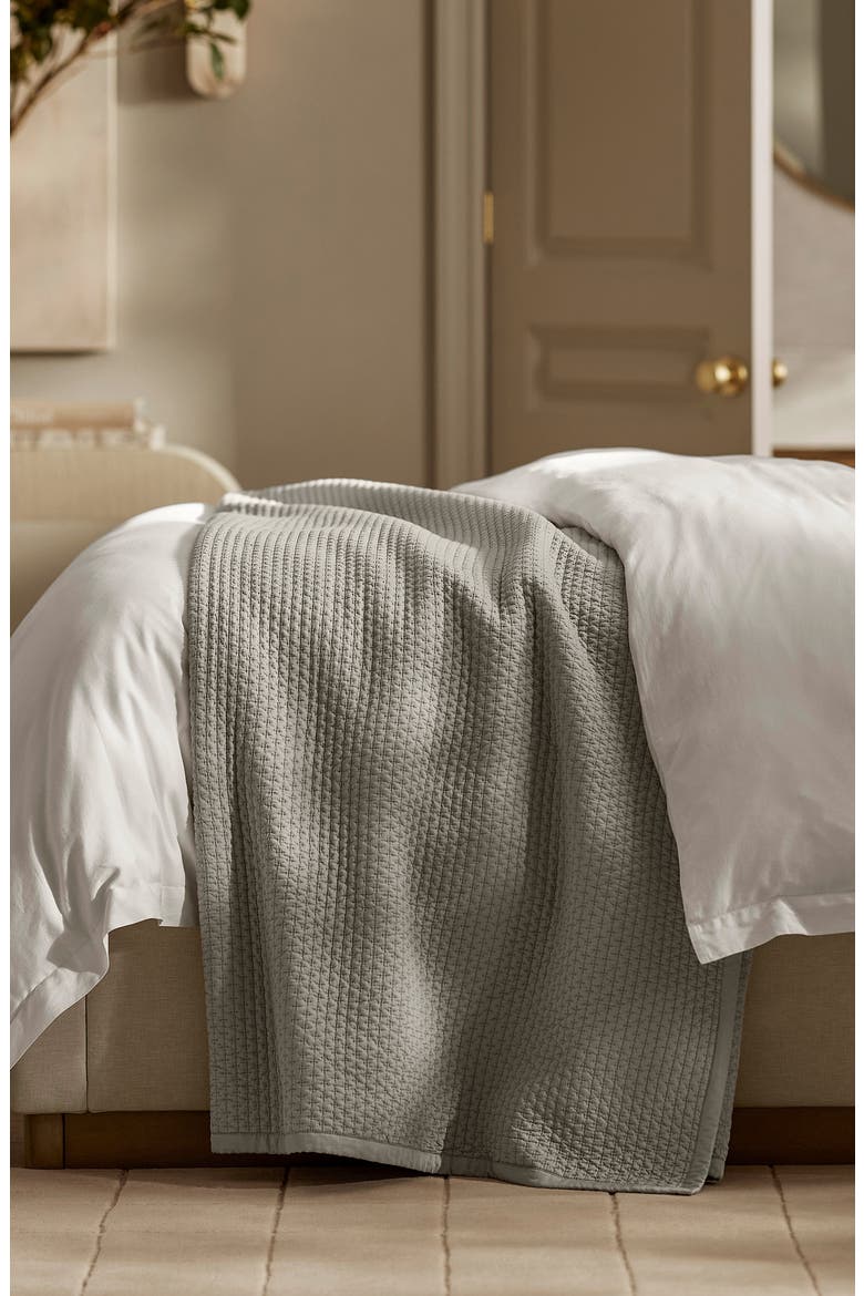 Signature Texture Stitch Organic Cotton Quilt, Alternate, color, PEWTER