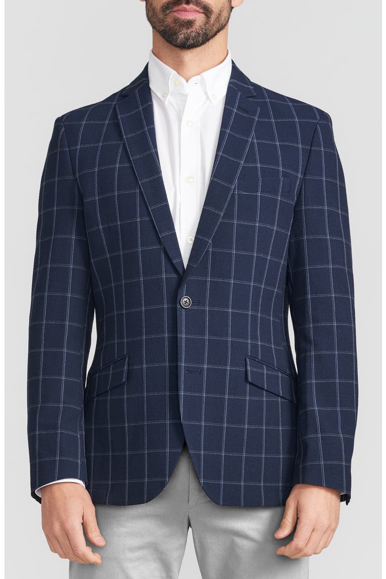 Navy Windowpane Seersucker Sport Coat, Main, color, NAVY