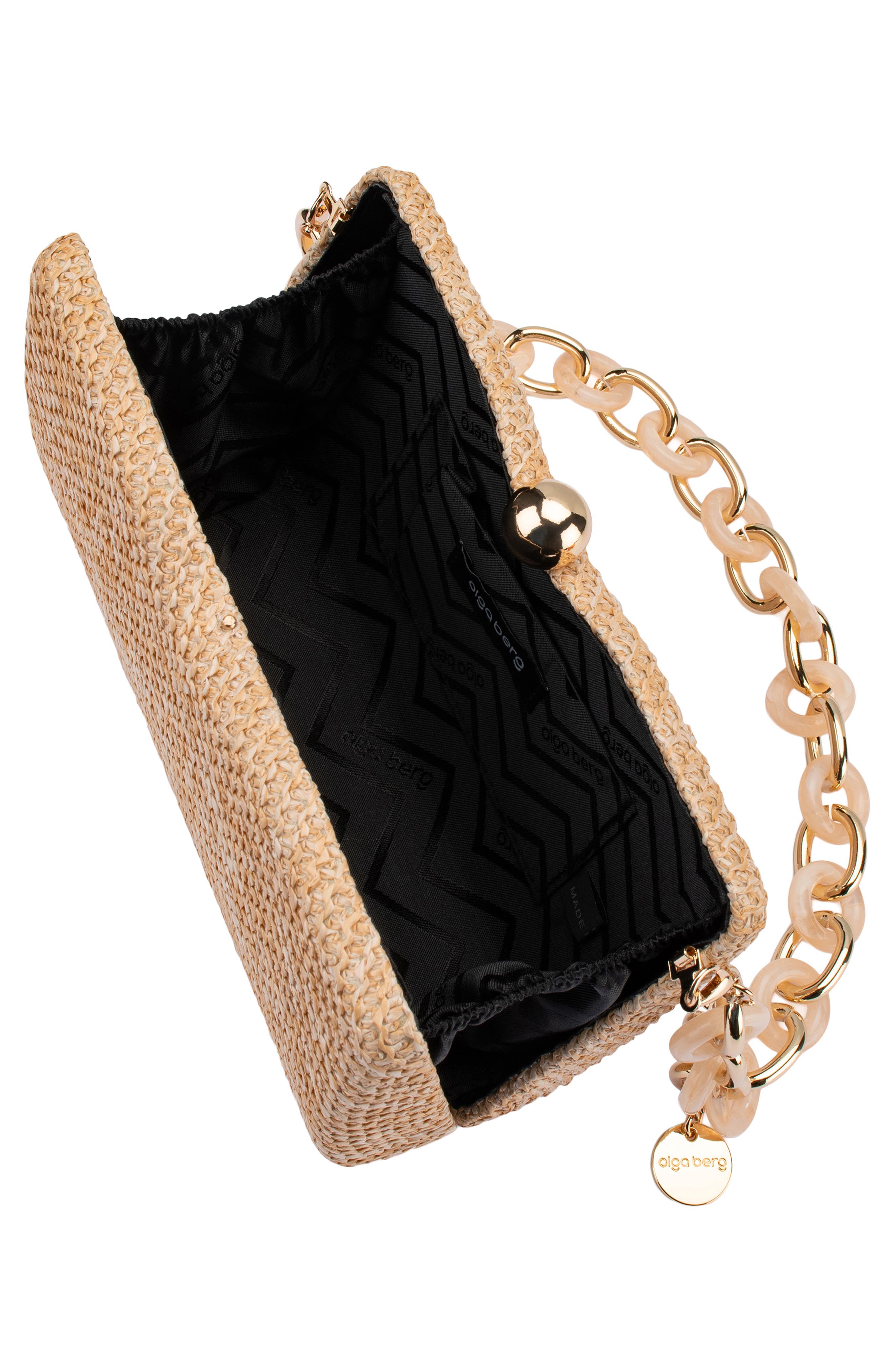 Olga Berg Birdie Woven Clutch, Alternate, color, Natural