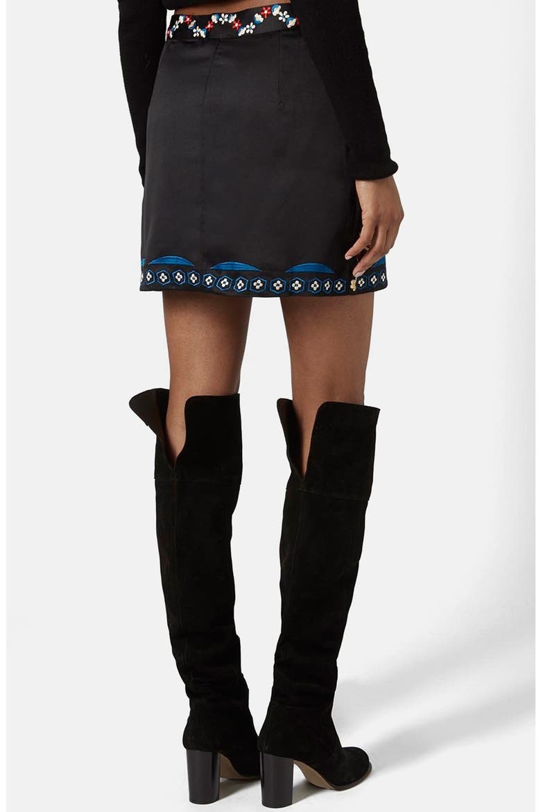 Embroidered A-Line Skirt, Alternate, color, BLACK MULTI