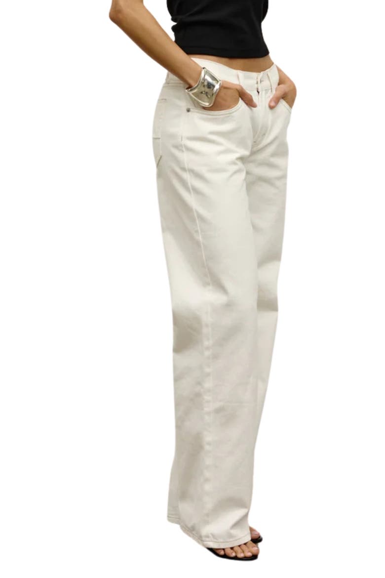 Avery Mid Rise Relaxed Straight Leg Jeans, Alternate, color, GEISHA WHITE