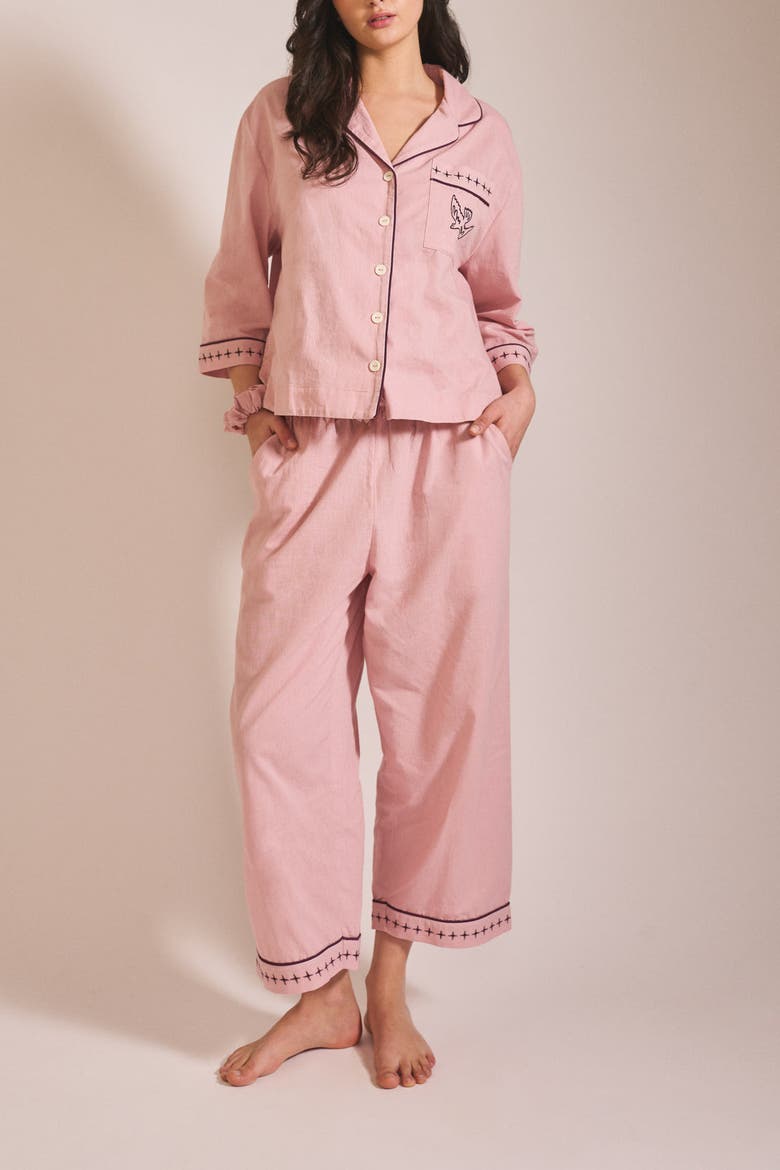 Cotton & Linen Long Pajamas, Alternate, color, Pink