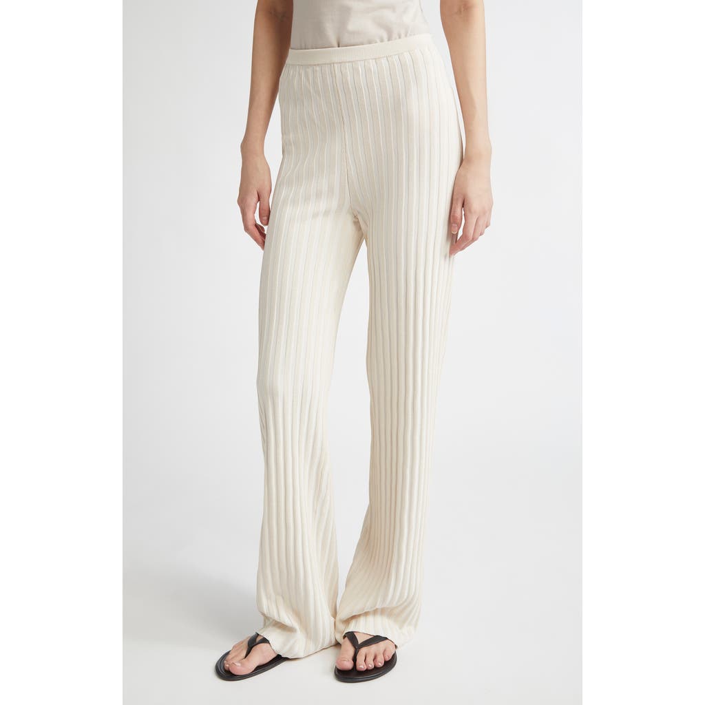 Zankov Margeux Rib Kick Flare Pants In Neutral