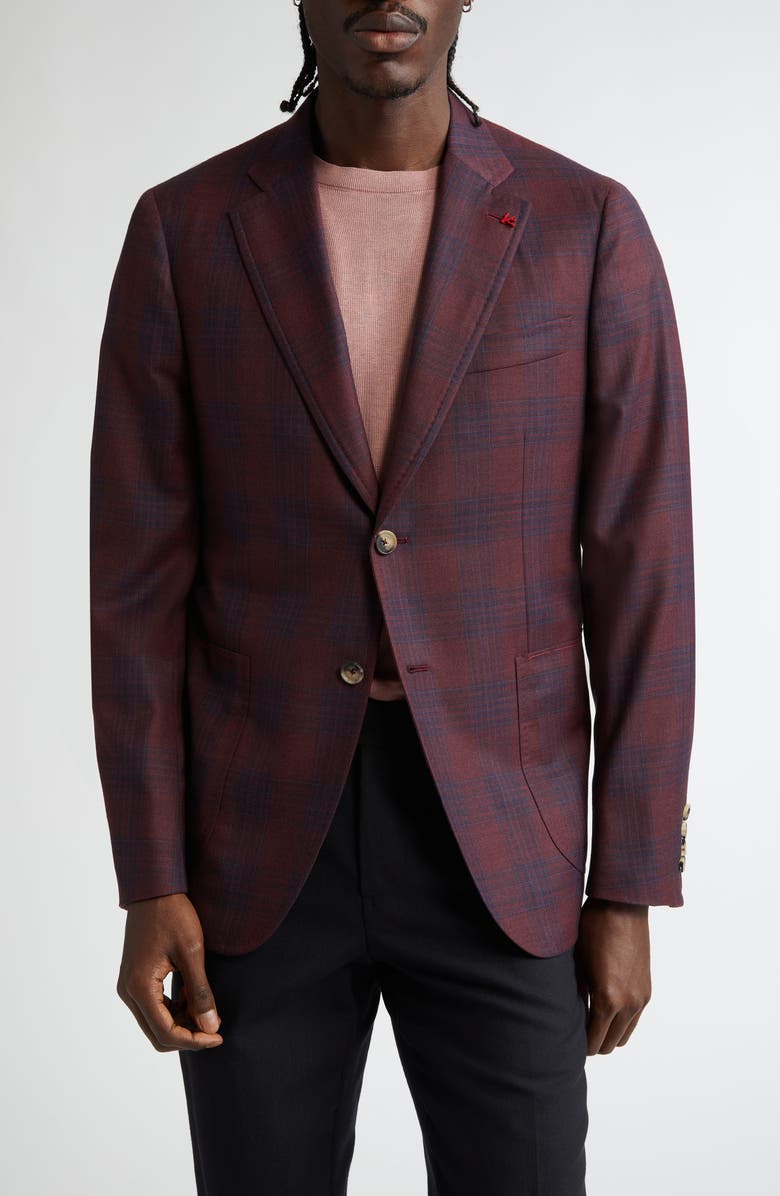 ISAIA Capri Plaid Wool Sport Coat, Main, color, Purple