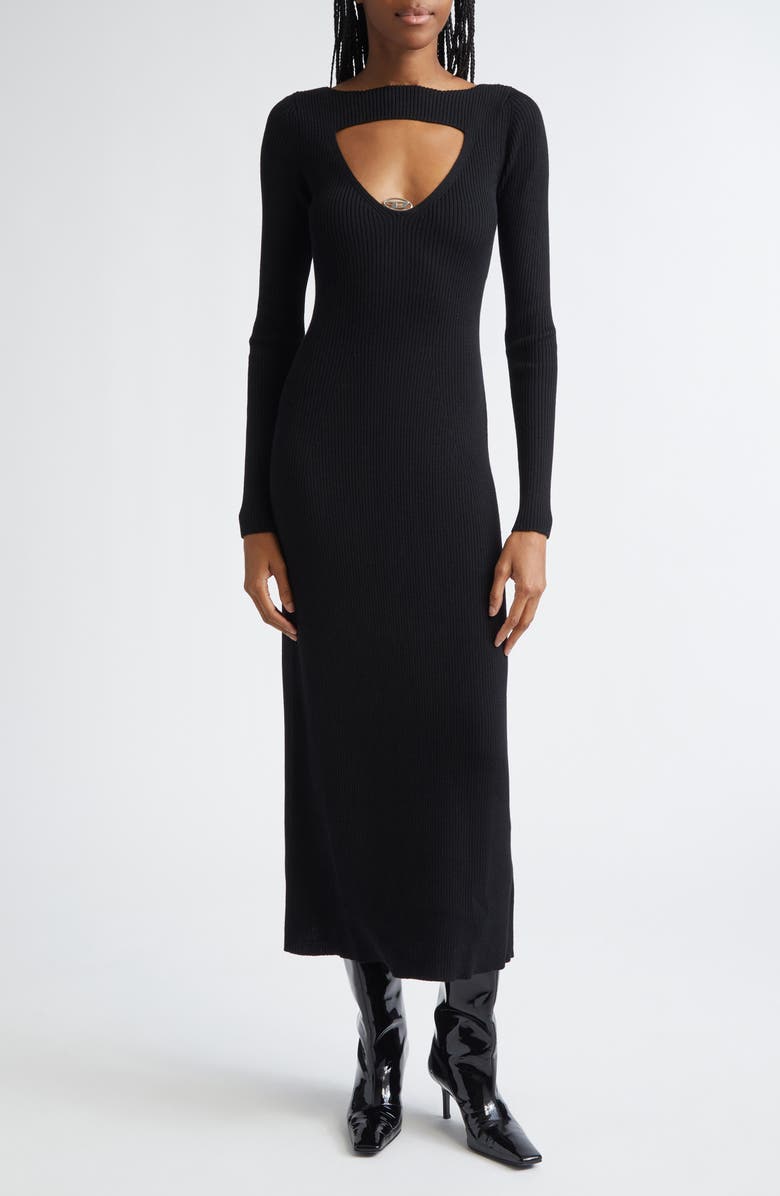DIESEL<sup>®</sup> M-Oloni Wool Rib Sweater Dress, Main, color, Black