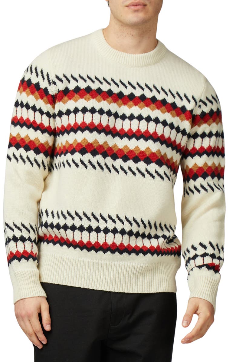 Ben Sherman Fair Isle Wool Blend Crewneck Sweater, Main, color, 
