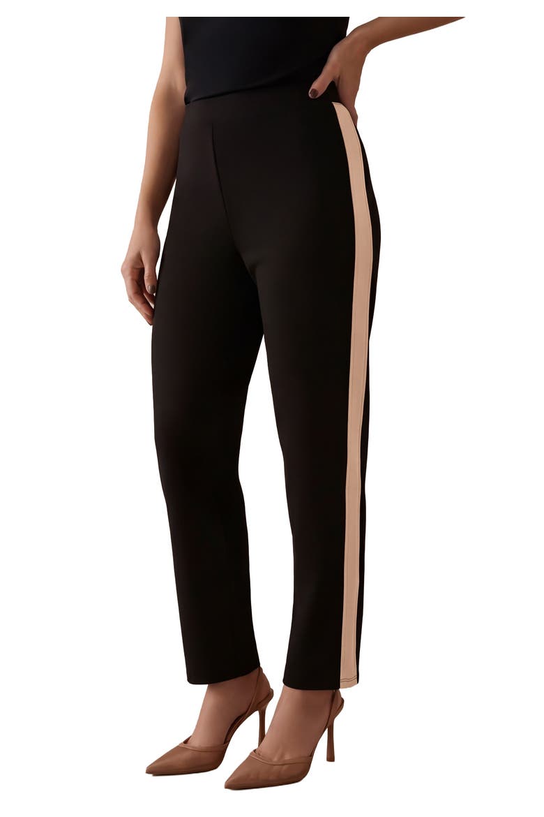 Stretch Knit Crepe Mock Neck Set, Main, color, BLACK KHAKI