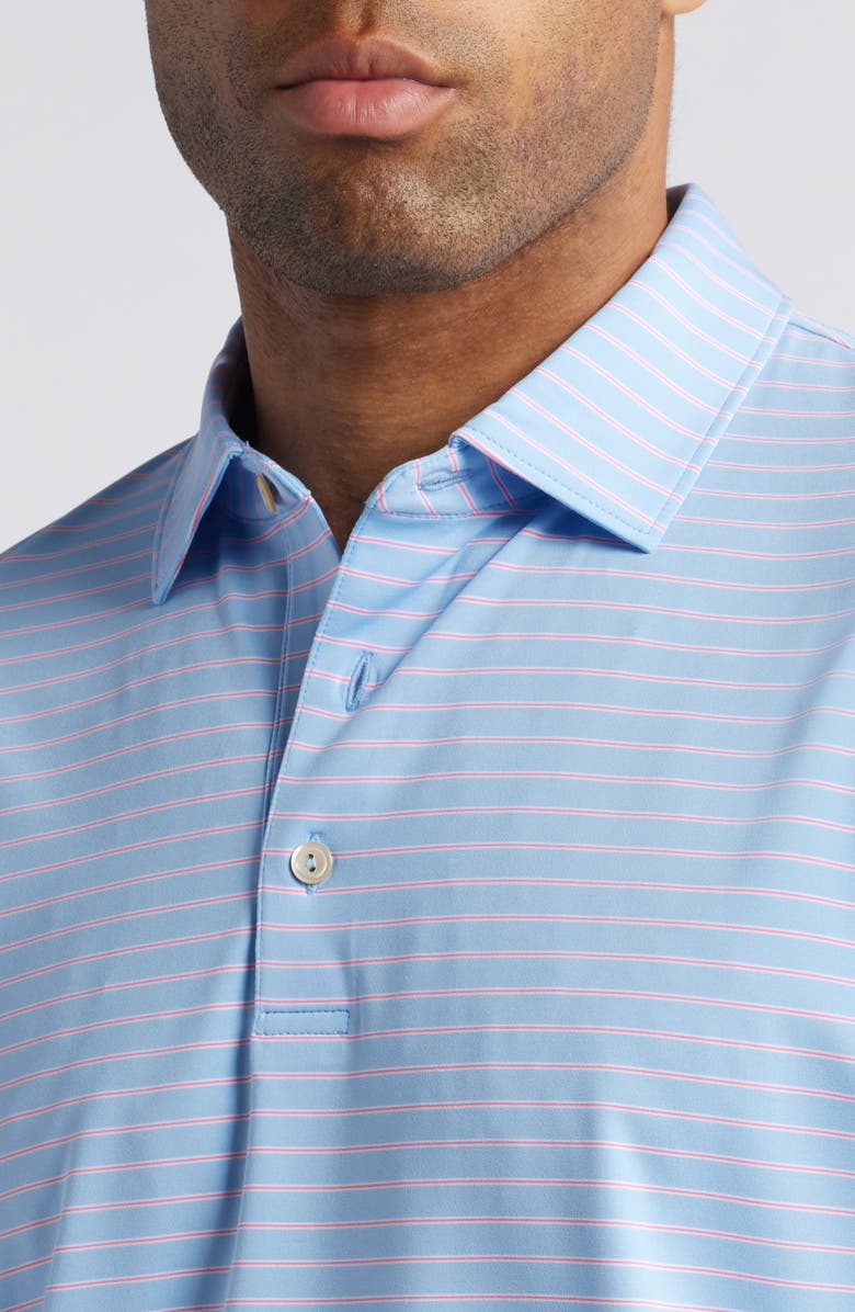 Peter Millar Drum Stripe Performance Jersey Polo, Alternate, color, Cottage Blue