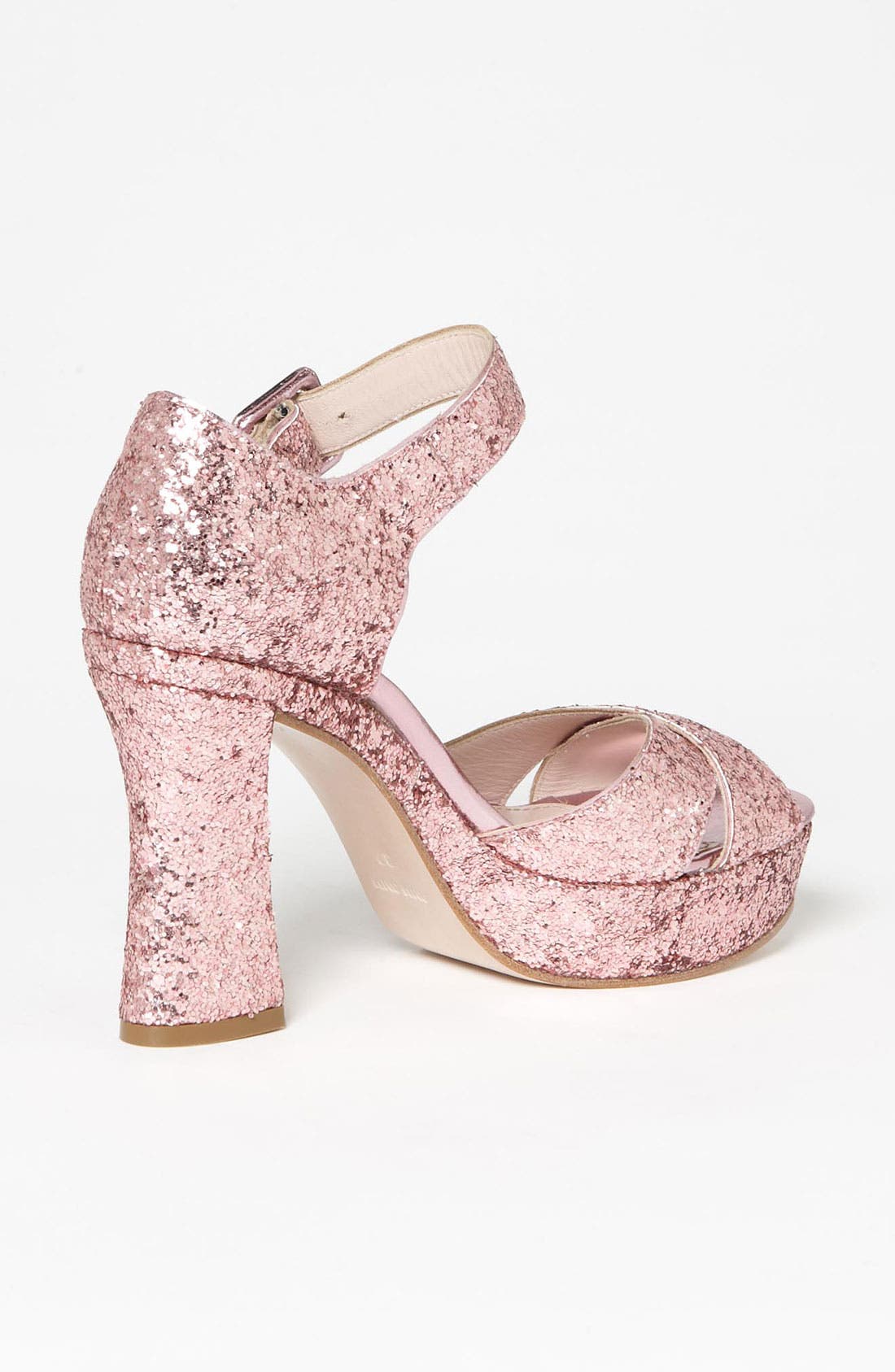 Miu Miu Glitter Block Heel Sandal, Alternate, color, 