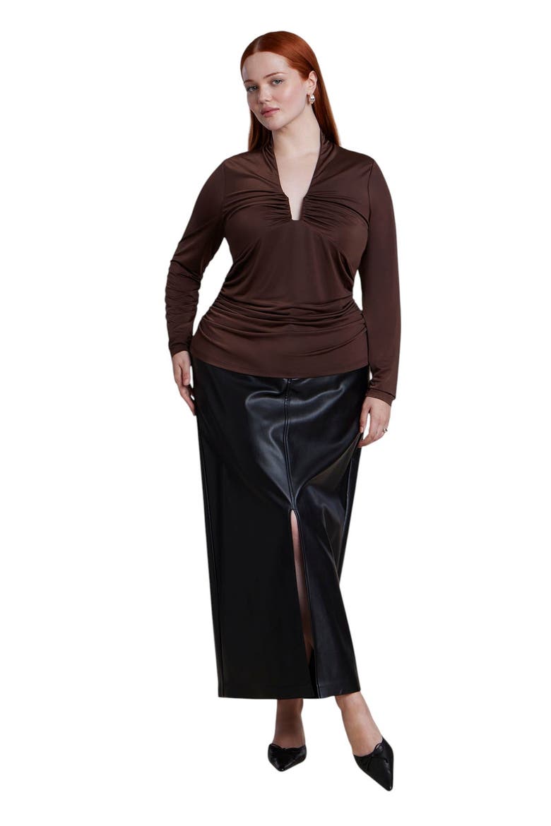 Shirred Square Neck Wire Top (plus), Alternate, color, SHAVED CHOCOLATE
