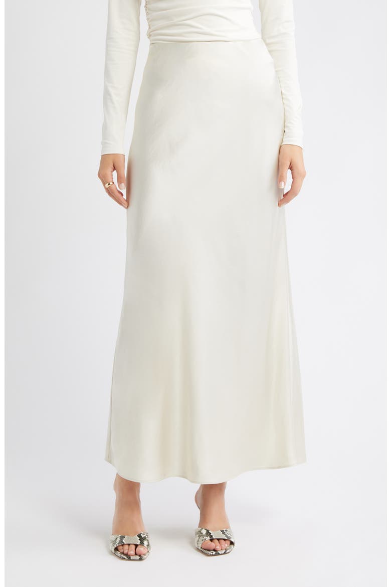 Satin Maxi Skirt, Main, color, IVORY DOVE