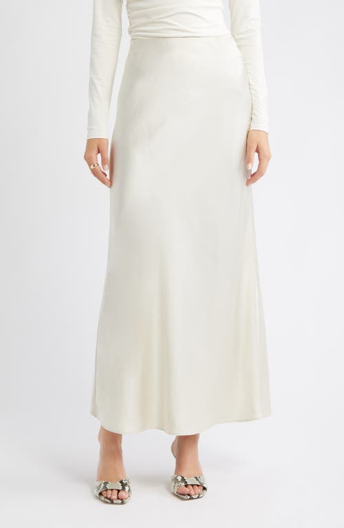 Open Edit Satin Midi Skirt in Ivory Dove 