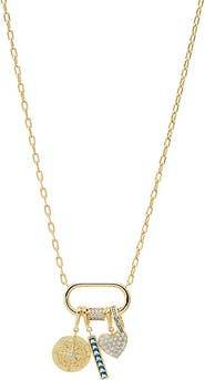 BY ADINA EDEN Multi-Charm CZ Lock Necklace