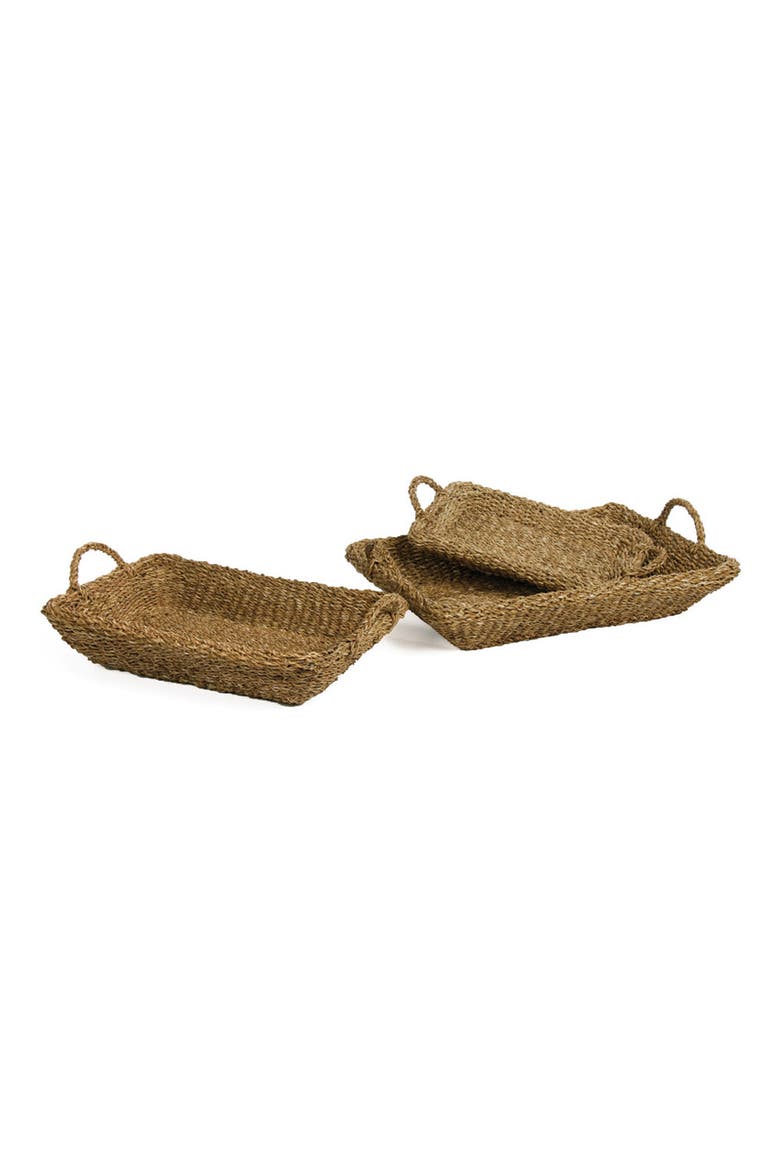 Seagrass Trays With Handles Set of 3, Main, color, Beige