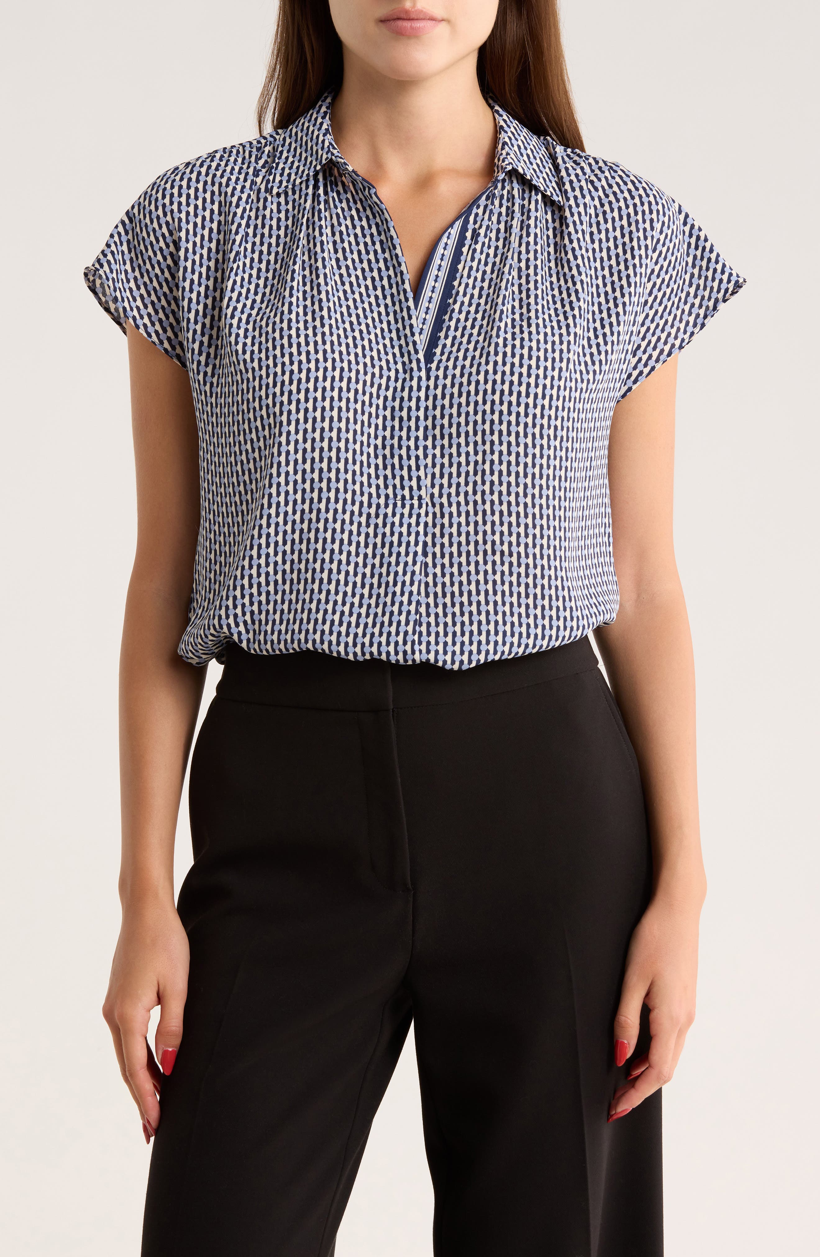 MAX STUDIO Short Sleeve Popover Blouse