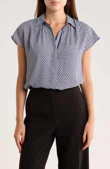MAX STUDIO Short Sleeve Popover Blouse
