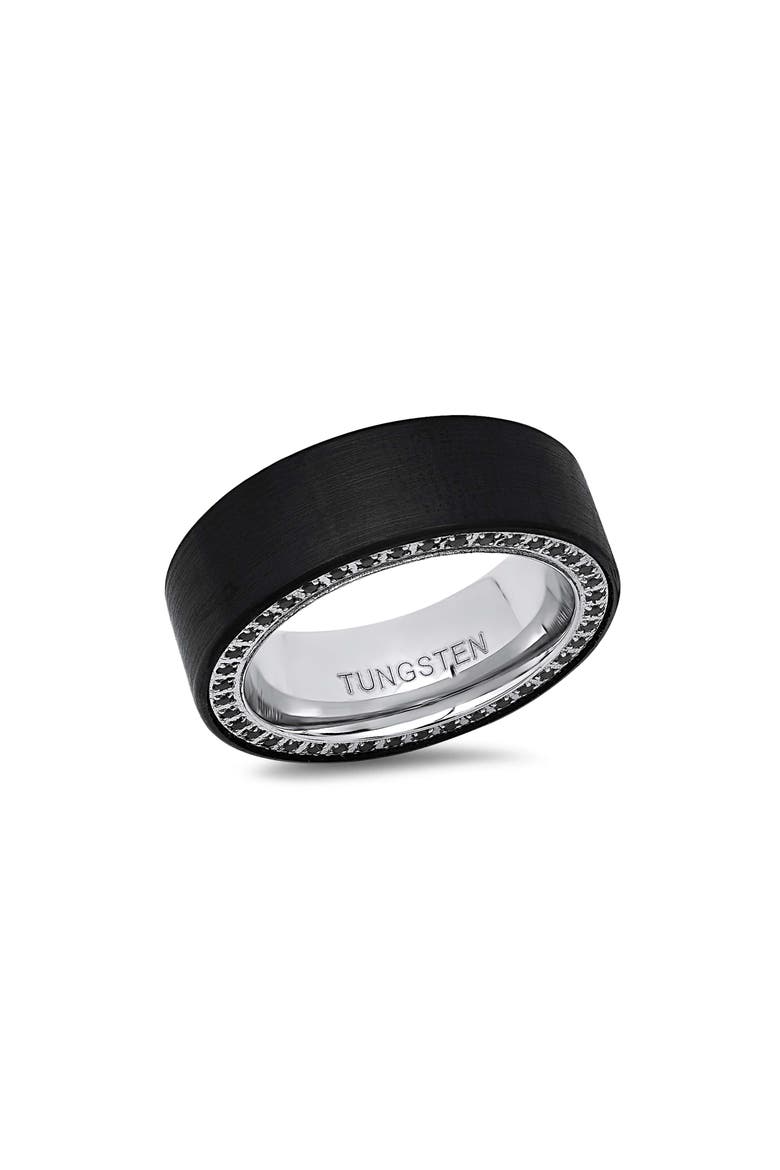 Men's Two Tone Crystal Band Ring, Main, color, BLACK