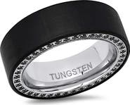 STEELTIME Men's Two Tone Crystal Band Ring
