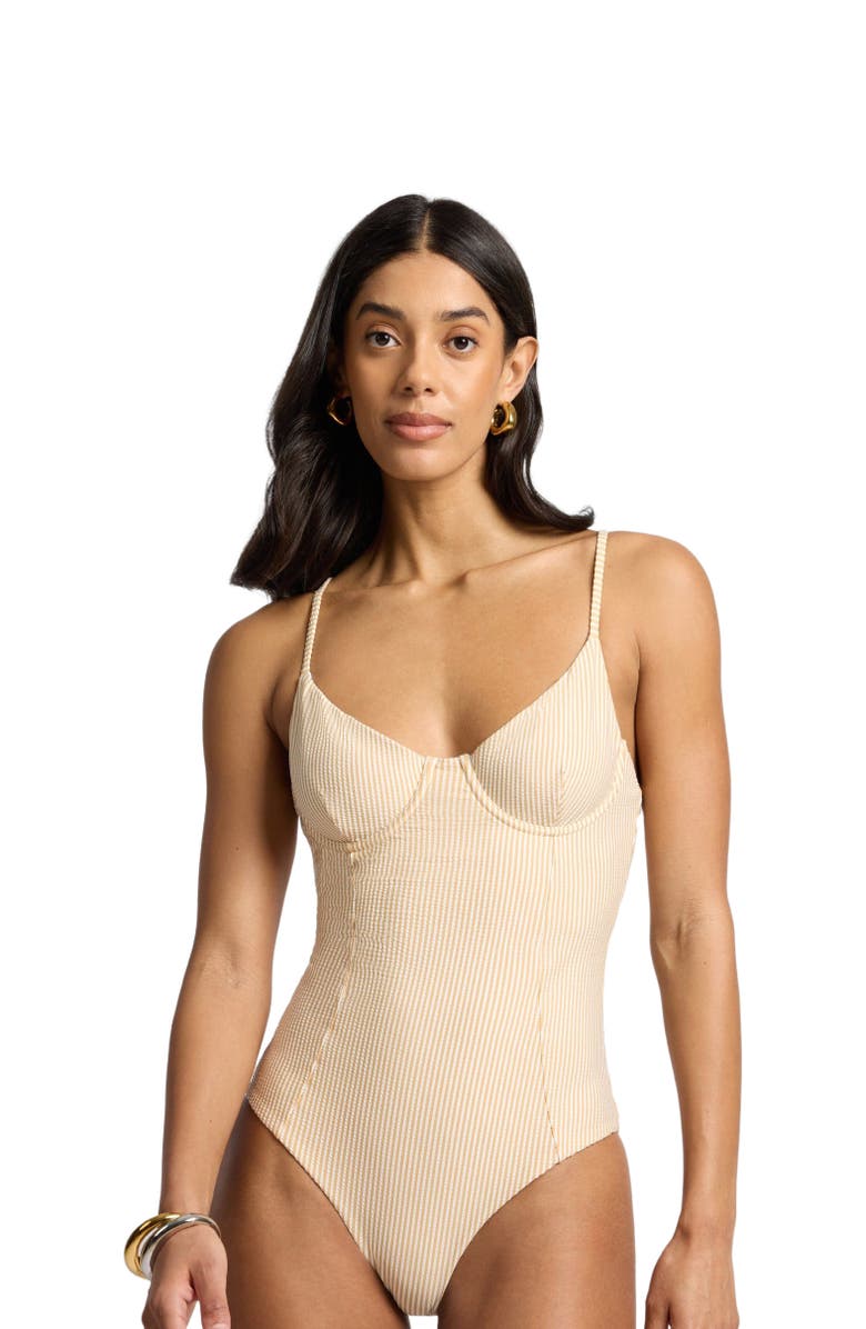 Onia Chelsea One-Piece Swimsuit, Alternate, color, Ochre/White
