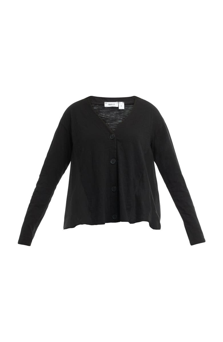 WILT Clothing Button Front Mixed Cardigan, Alternate, color, Black
